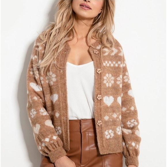 Fobya button down wool-blend cardigan large NWOT - Picture 3 of 10